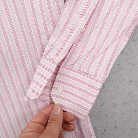 Gucci Shirt Men Large 16/41 Pink White Stripes Button Up Long Sleeve Dress Shir - Picture 4 of 13